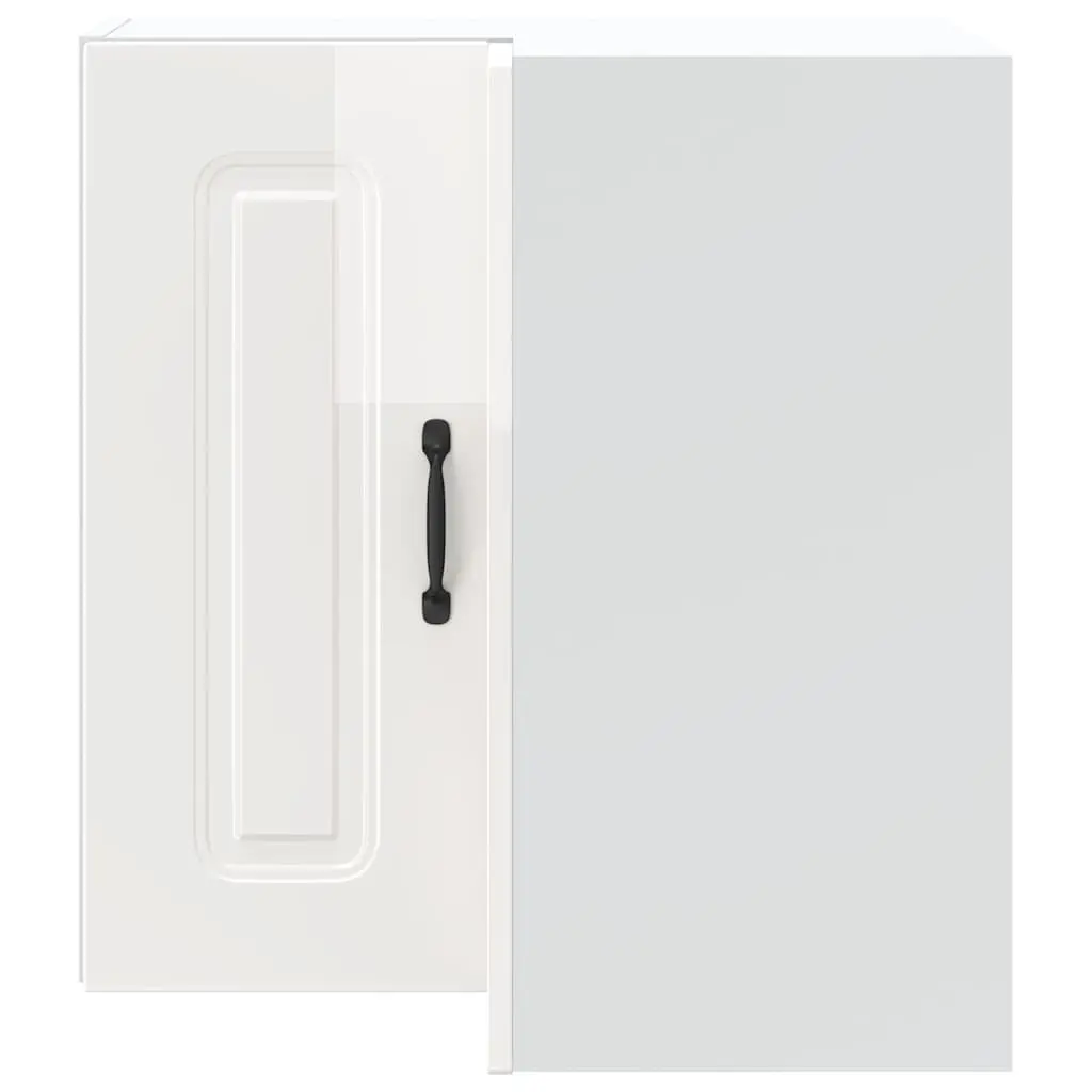 Kitchen Cabinet White High Gloss Wall-Mounted Engineered Wood Corner Storage