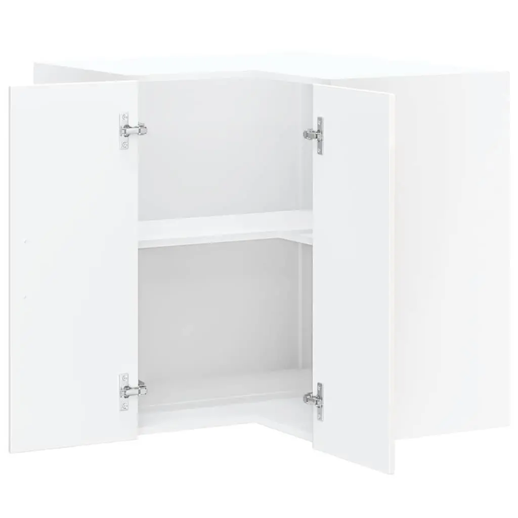 Kitchen Cabinet White High Gloss Wall-Mounted Engineered Wood Corner Storage