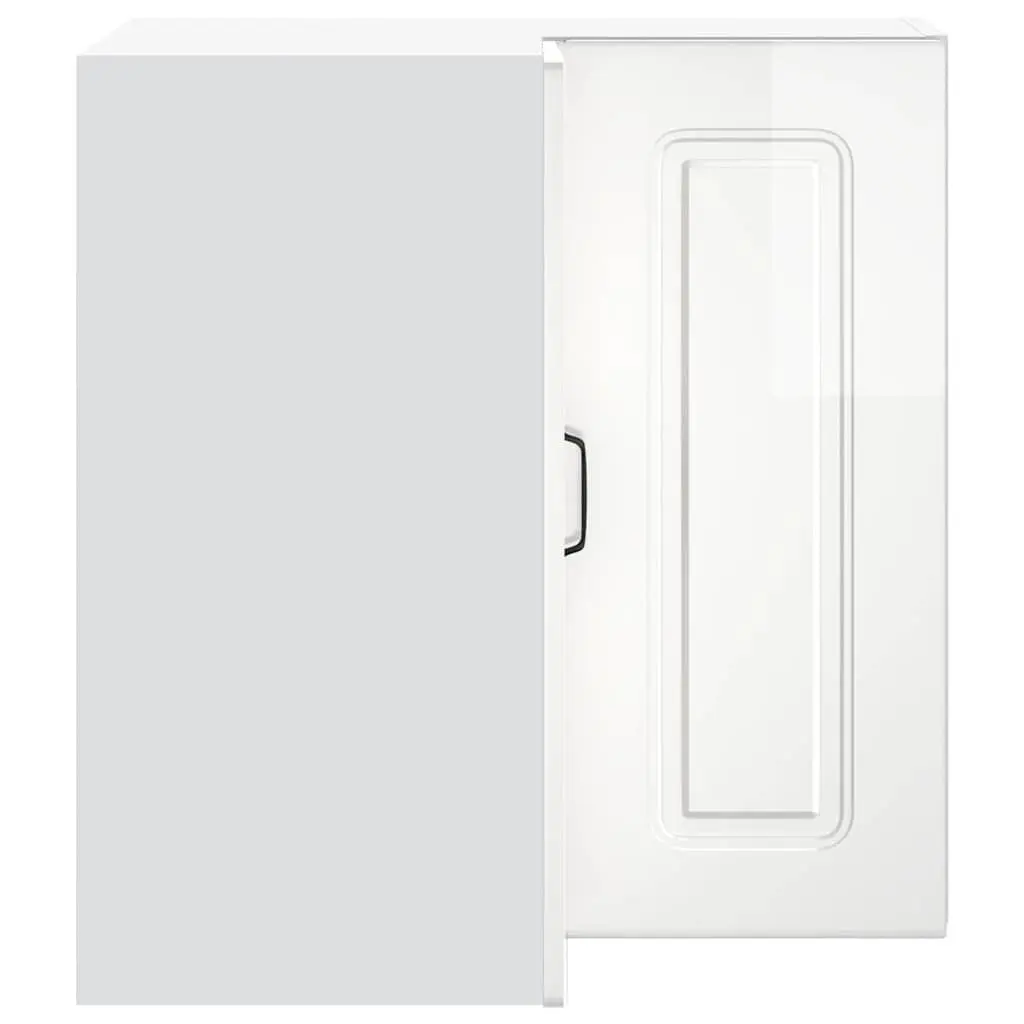 Kitchen Cabinet White High Gloss Wall-Mounted Engineered Wood Corner Storage