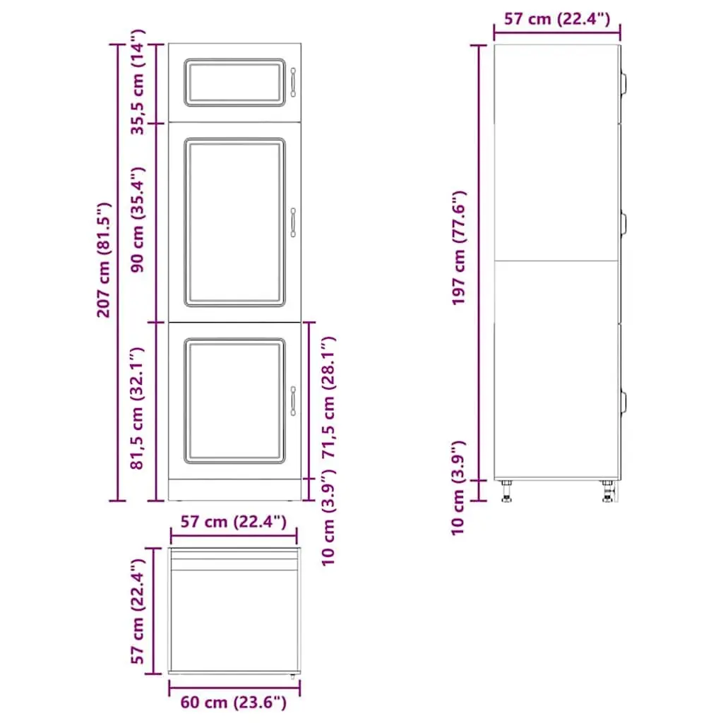 Kitchen Cupboard Black Storage Cabinet Engineered Wood Adjustable Feet Doors