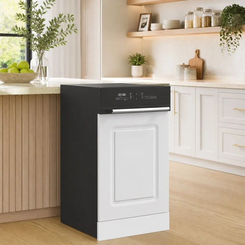 Dishwasher Panel White Engineered Wood 45x1.5x57 cm