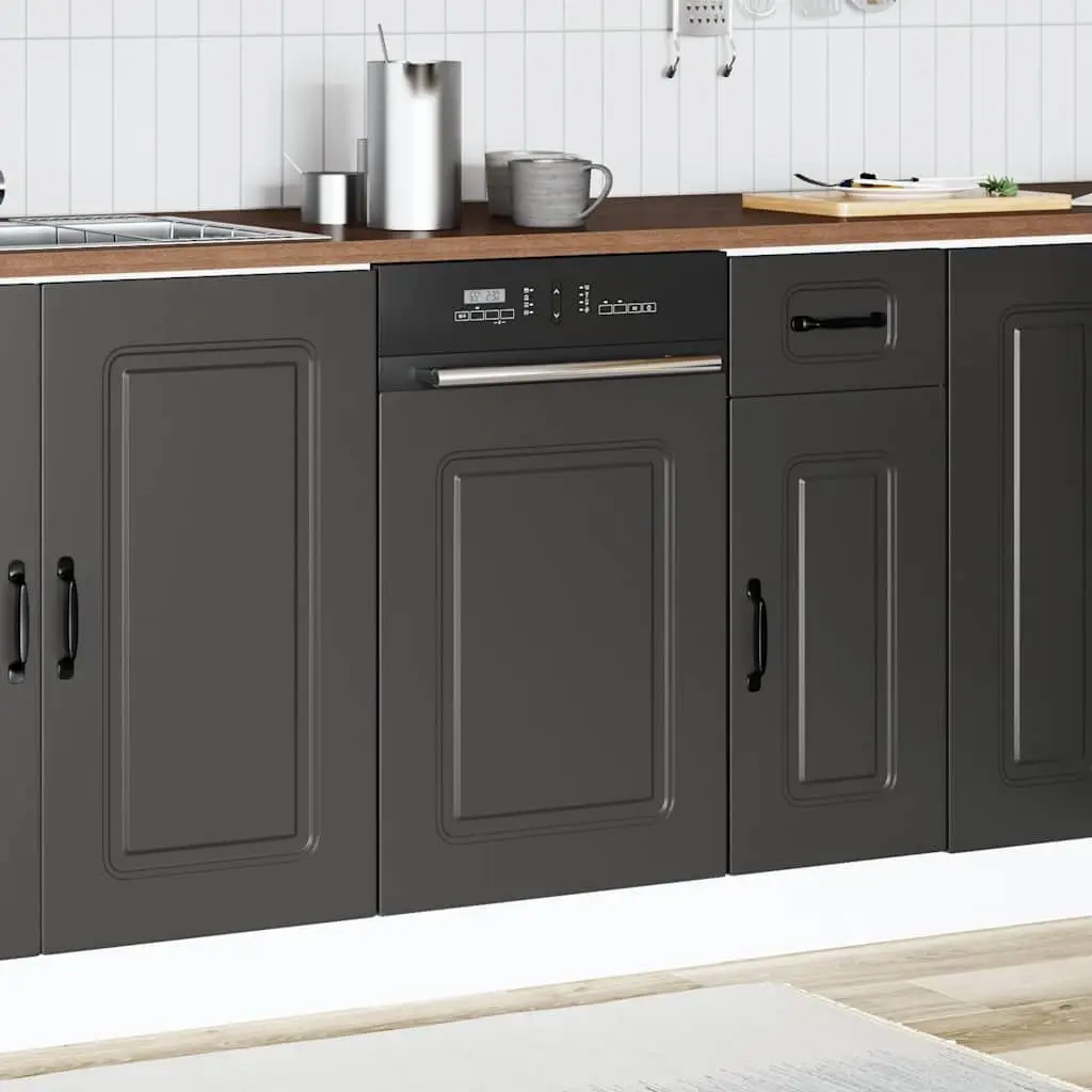 Dishwasher Panel Black Engineered Wood 45x1.5x57cm
