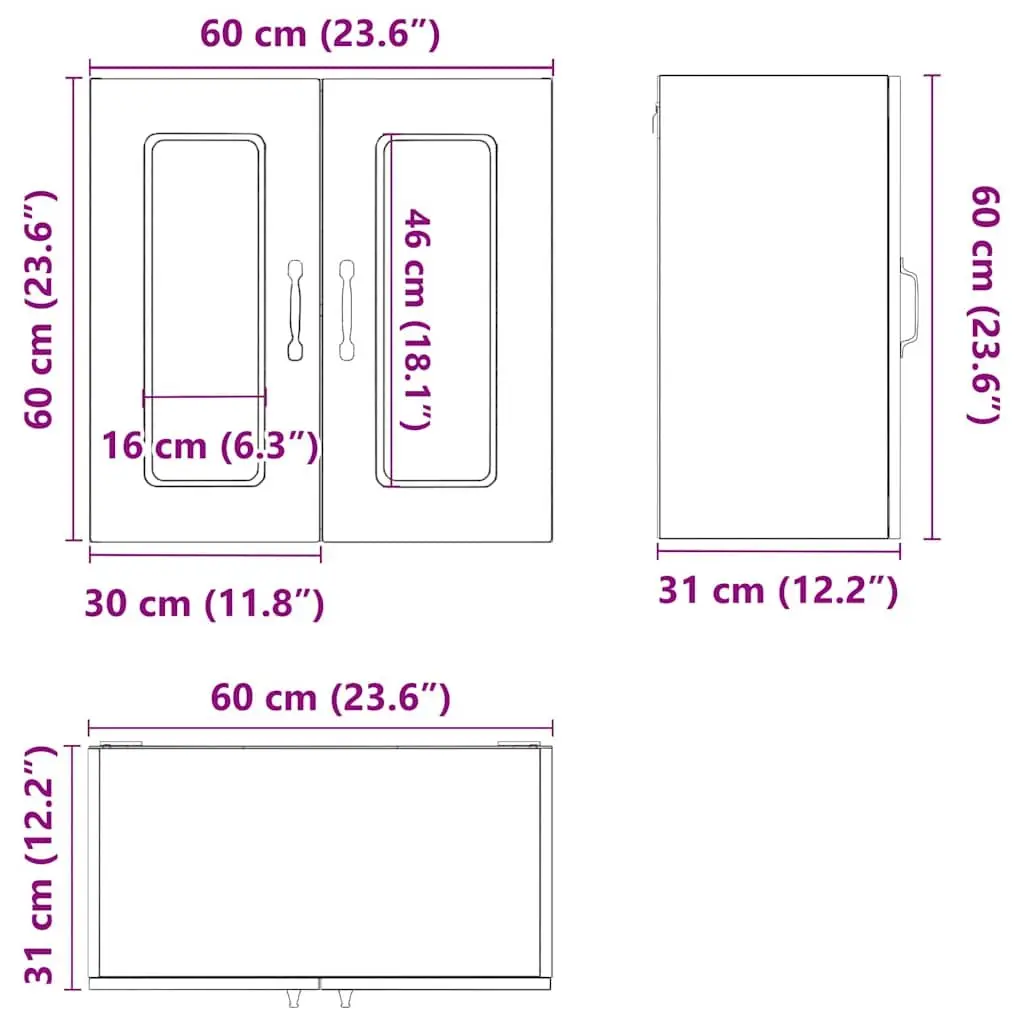 Kitchen Cabinet Glass Door White Engineered Wood Wall-Mounted Storage Unit