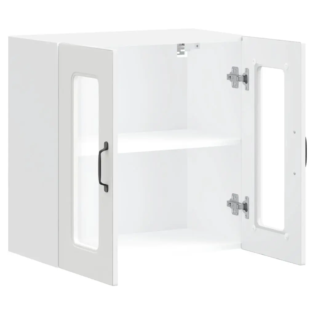 Kitchen Cabinet Glass Door White Engineered Wood Wall-Mounted Storage Unit