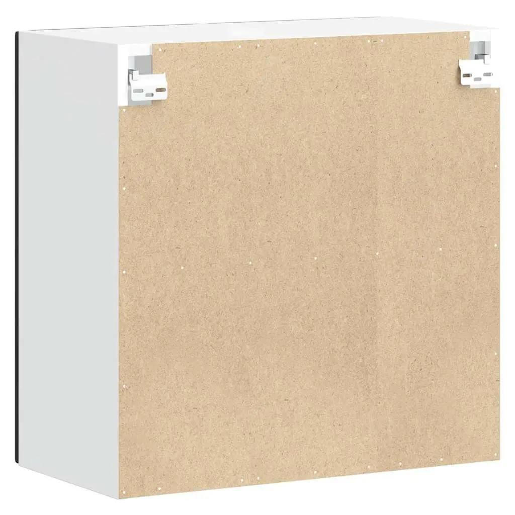 Wall-Mounted Storage Unit Black Engineered Wood Kitchen Cabinet with Glass Door
