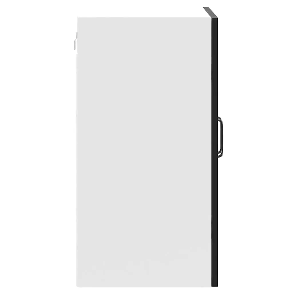 Wall-Mounted Storage Unit Black Engineered Wood Kitchen Cabinet with Glass Door