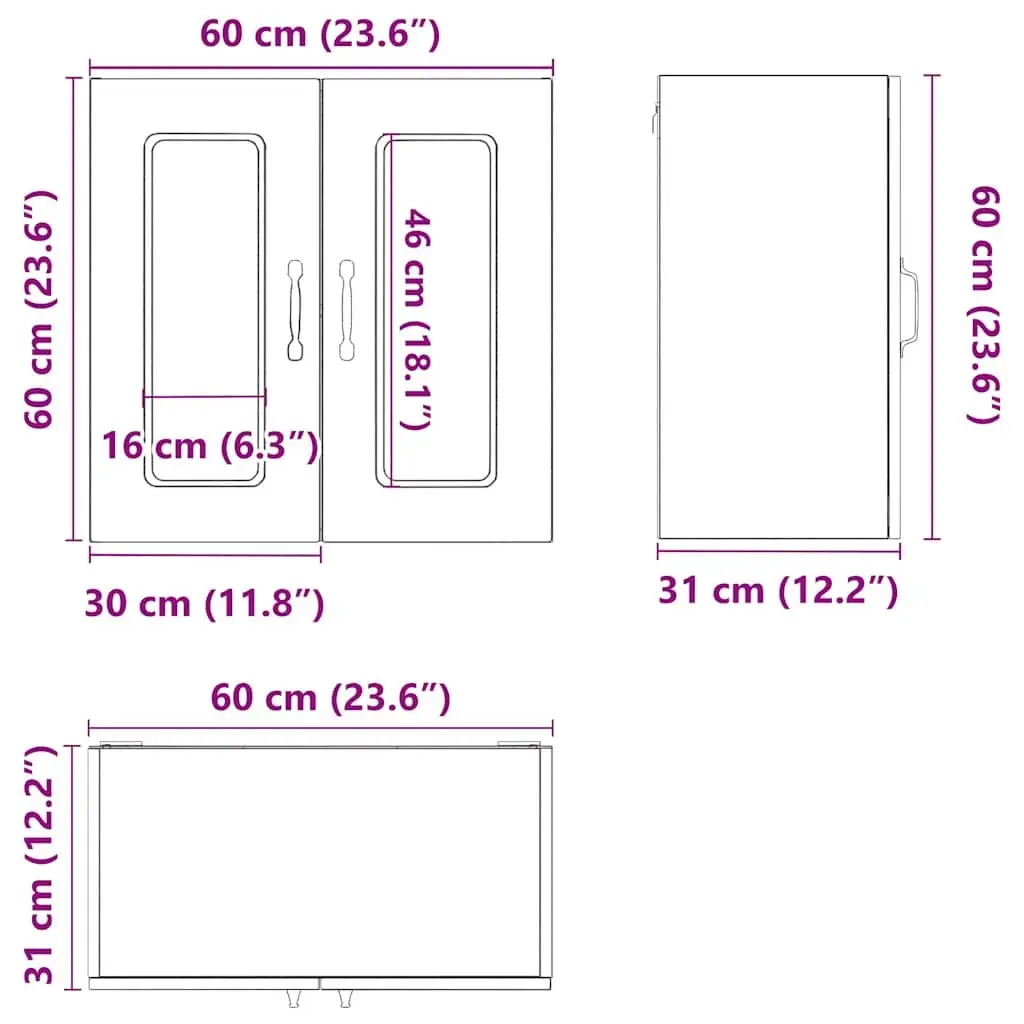 Kitchen Wall Cabinet Glass Door White Engineered Wood Storage Unit
