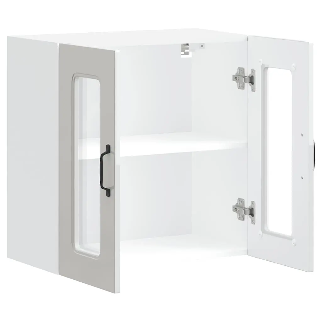 Kitchen Wall Cabinet Glass Door White Engineered Wood Storage Unit