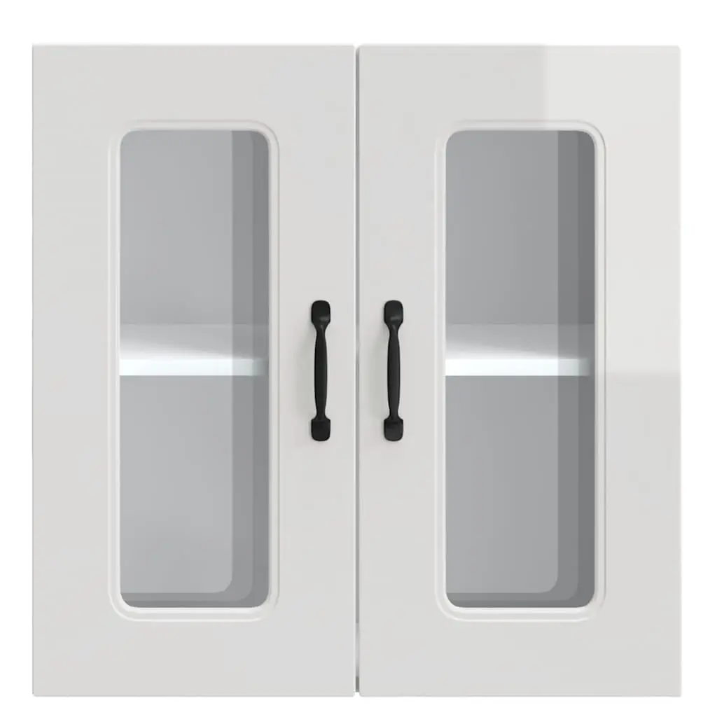 Kitchen Wall Cabinet Glass Door White Engineered Wood Storage Unit