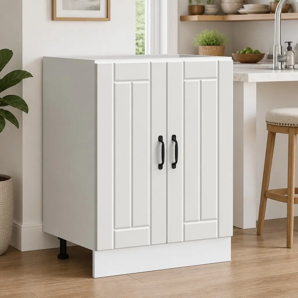 Sink Base Cabinet White Engineered Wood Kitchen Storage