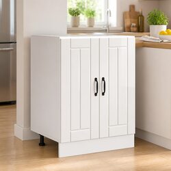 Friendly White Engineered Wood Sink Base Cabinet