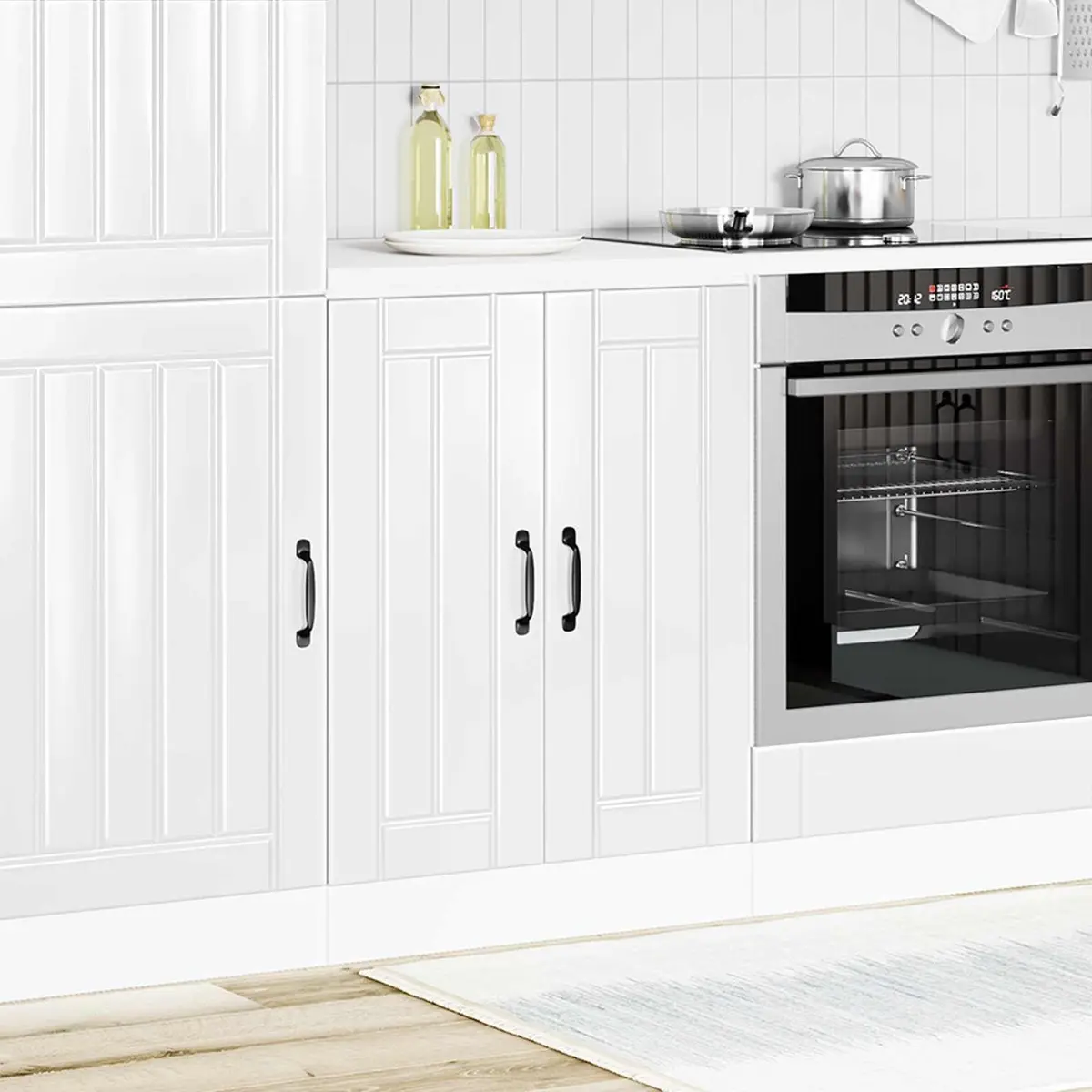 Kitchen Sink Base Cabinet White High Gloss Engineered Wood Storage Cupboard