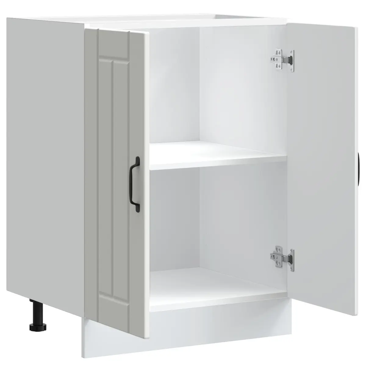 Kitchen Sink Base Cabinet White High Gloss Engineered Wood Storage Cupboard