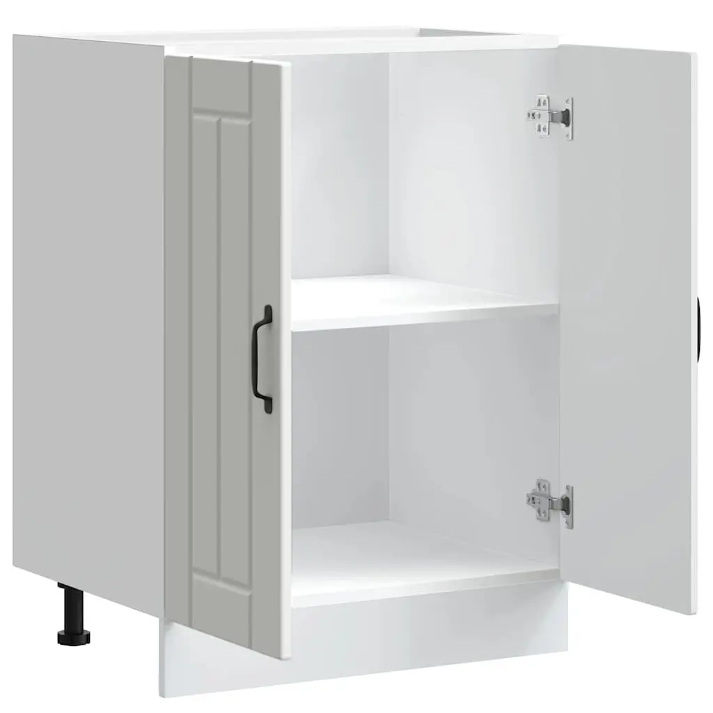 Kitchen Sink Base Cabinet White High Gloss Engineered Wood Storage Cupboard