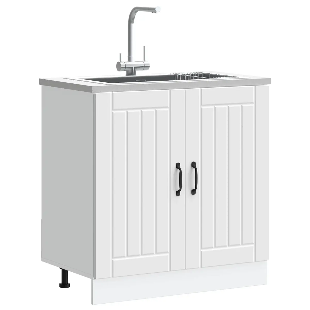 Kitchen Sink Base Cabinet White Storage Engineered Wood Cupboard Unit