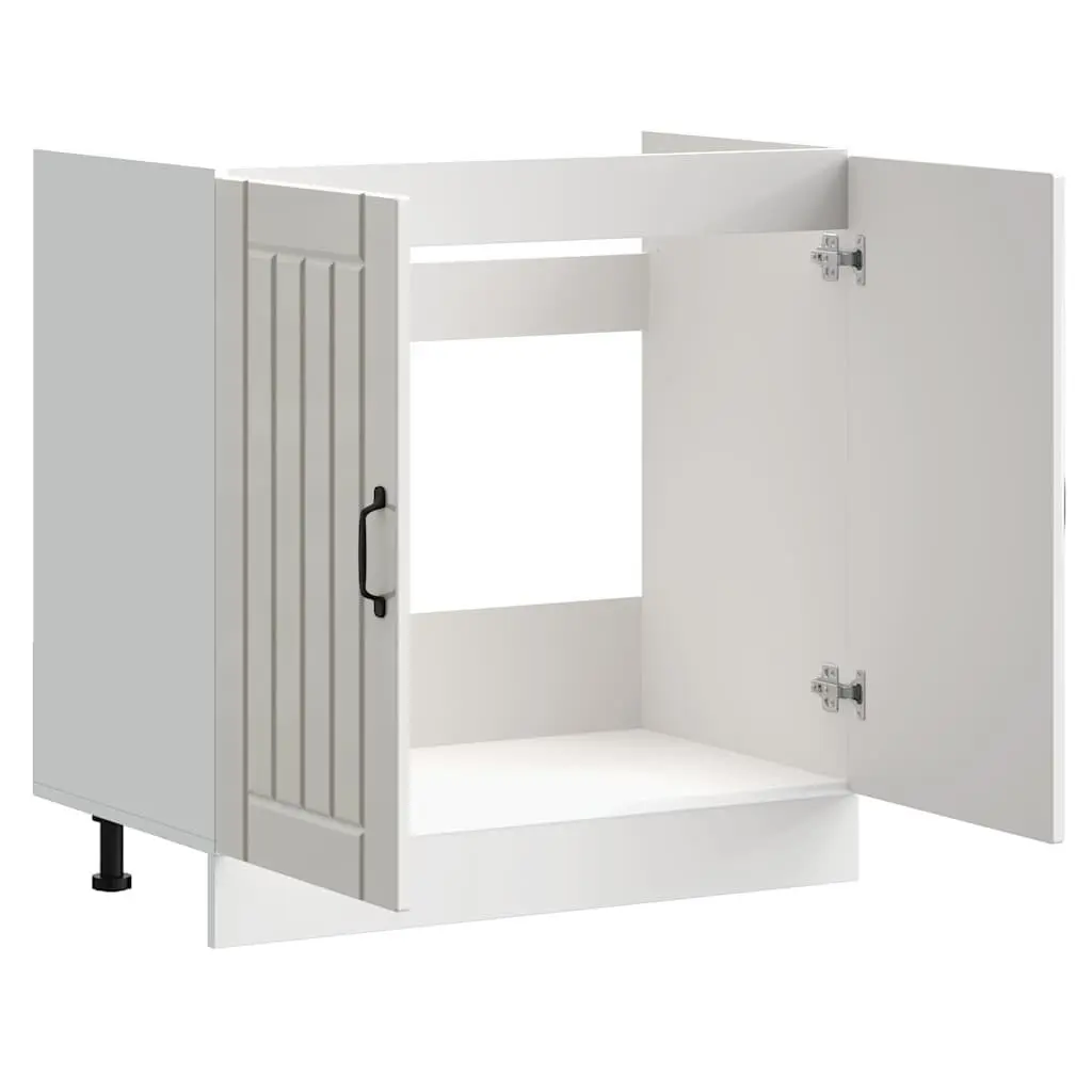 White Sink Base Cabinet Kitchen Storage Unit with Adjustable Feet Engineered