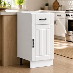 Kitchen Base Cabinet White Engineered Wood Storage Sink Unit Adjustable Feet