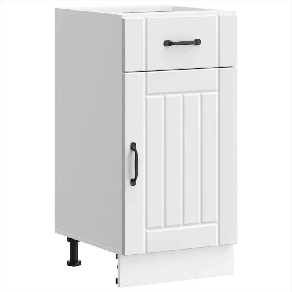 Kitchen Base Cabinet White Engineered Wood Storage Sink Unit Adjustable Feet