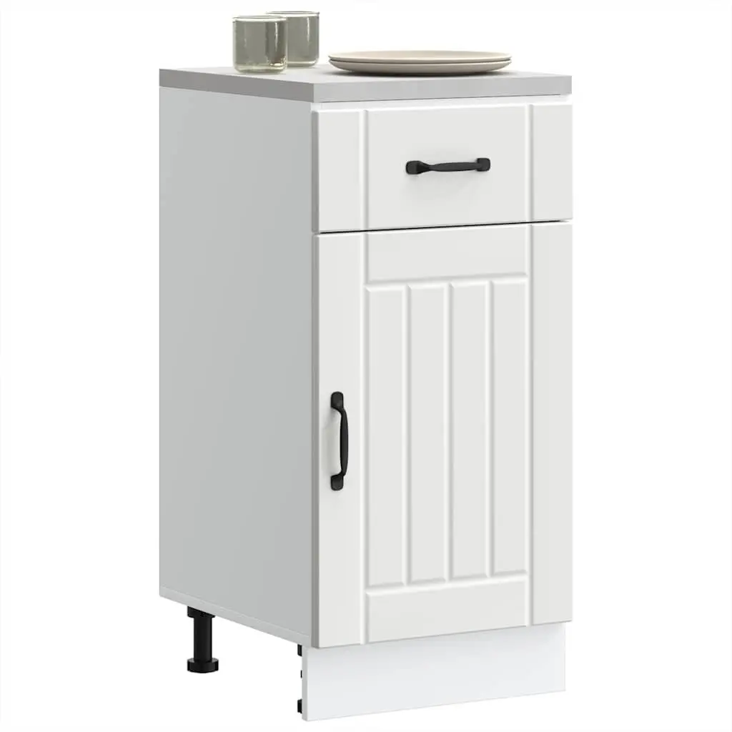 Kitchen Base Cabinet White Engineered Wood Storage Sink Unit Adjustable Feet