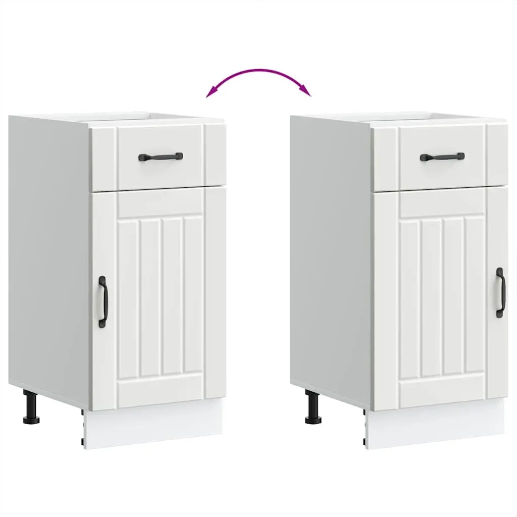 Kitchen Base Cabinet White Engineered Wood Storage Sink Unit Adjustable Feet