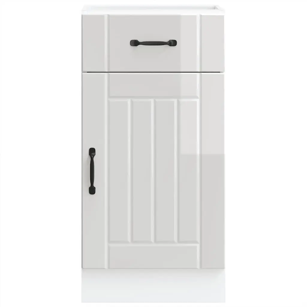 Kitchen Base Cabinet White High Gloss Engineered Wood Storage Sink Unit Doors