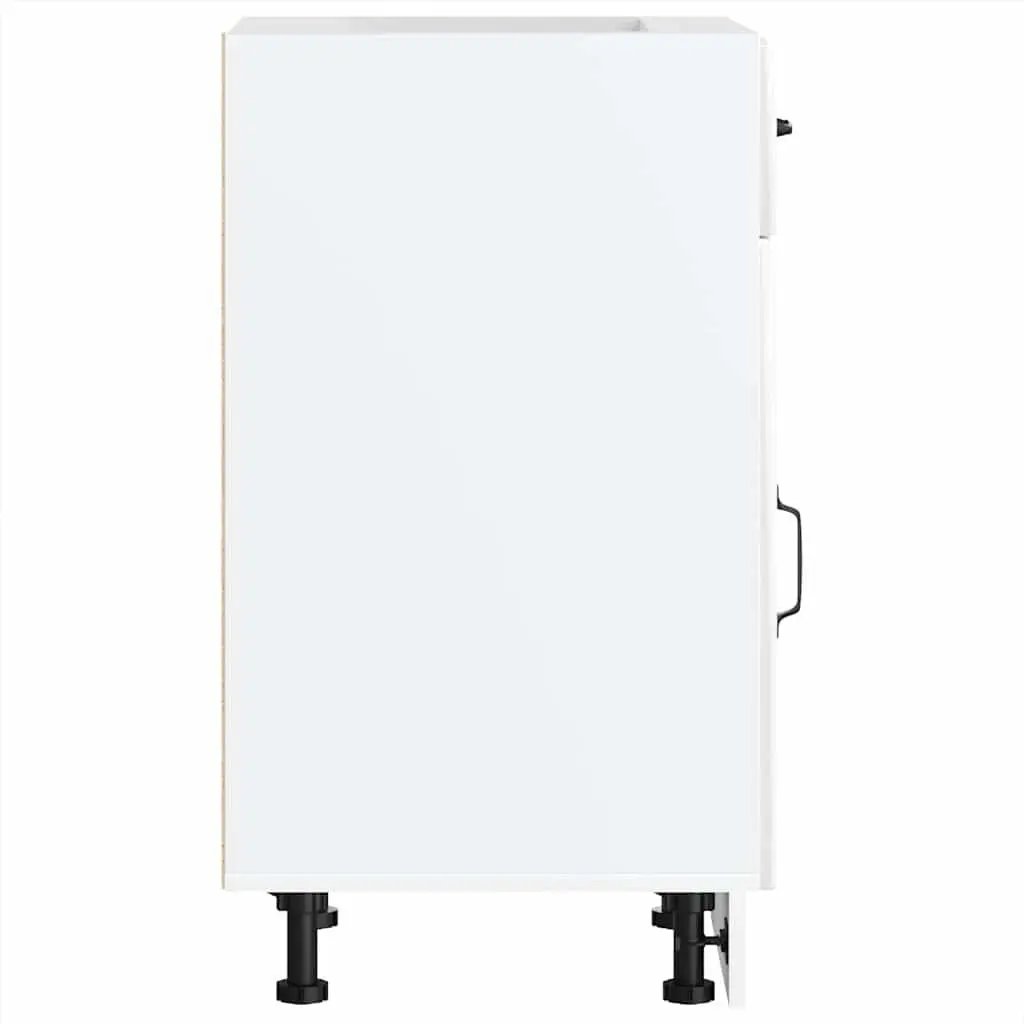 Kitchen Base Cabinet White High Gloss Engineered Wood Storage Sink Unit Doors