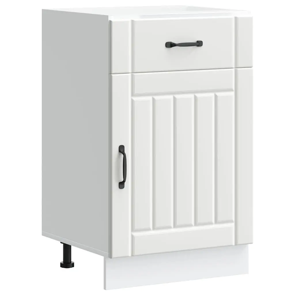 Kitchen Base Cabinet White Engineered Wood Storage Cupboard Adjustable Feet