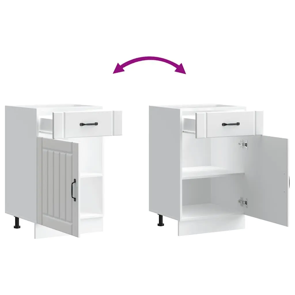 Kitchen Base Cabinet White Engineered Wood Storage Cupboard Adjustable Feet