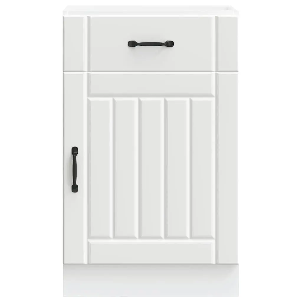 Kitchen Base Cabinet White Engineered Wood Storage Cupboard Adjustable Feet