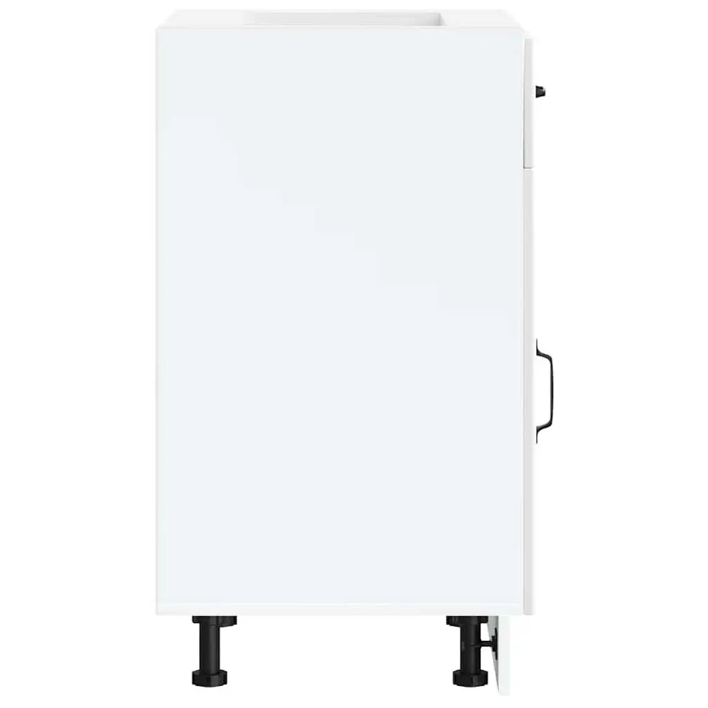 Kitchen Base Cabinet White Engineered Wood Storage Cupboard Adjustable Feet