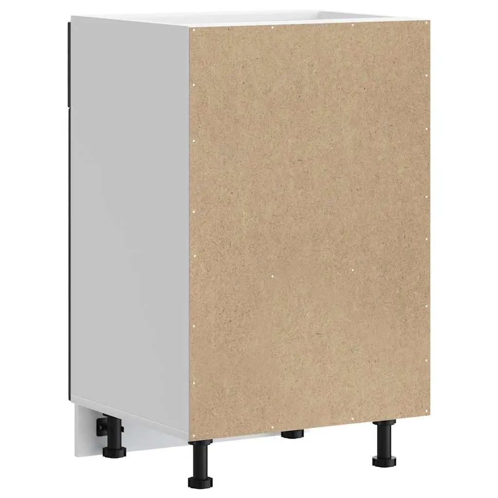 Kitchen Base Cabinet Black Engineered Wood Storage Cupboard Sink Unit Doors