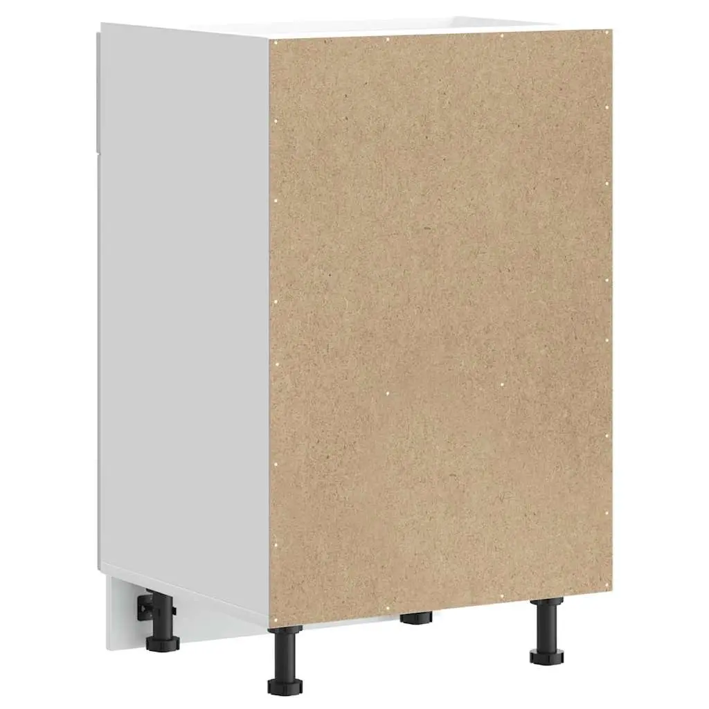 Kitchen Base Cabinet White High Gloss Engineered Wood Storage Sink Unit Doors