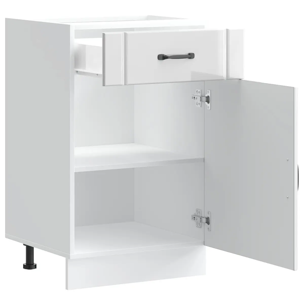 Kitchen Base Cabinet White High Gloss Engineered Wood Storage Sink Unit Doors