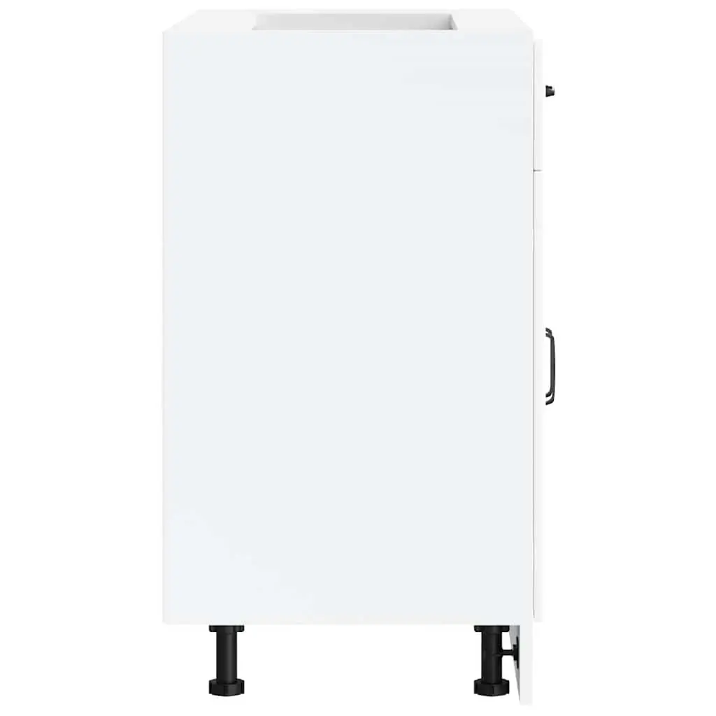 Engineered Wood Kitchen Base Cabinet White Storage Cupboard with Doors and Adjustable Feet