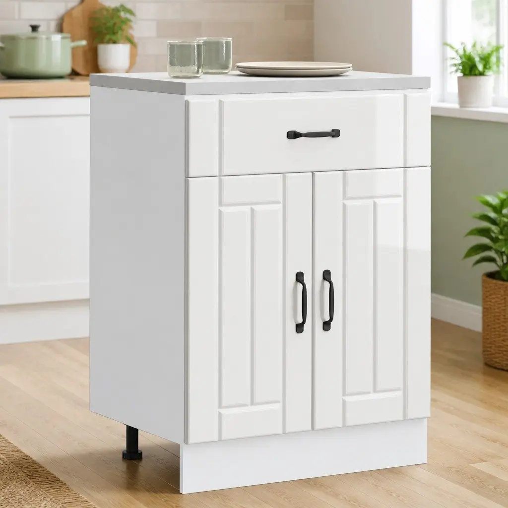 High Gloss White Kitchen Base Cabinet