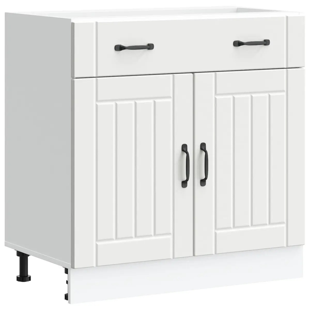 Kitchen Base Cabinet White Storage Cupboard Engineered Wood Sink Unit Doors