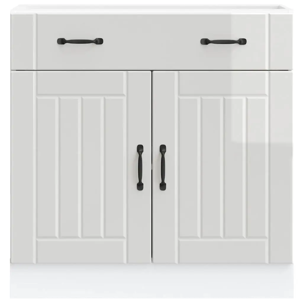 Kitchen Cabinet High Gloss White Engineered Wood Storage Cupboard