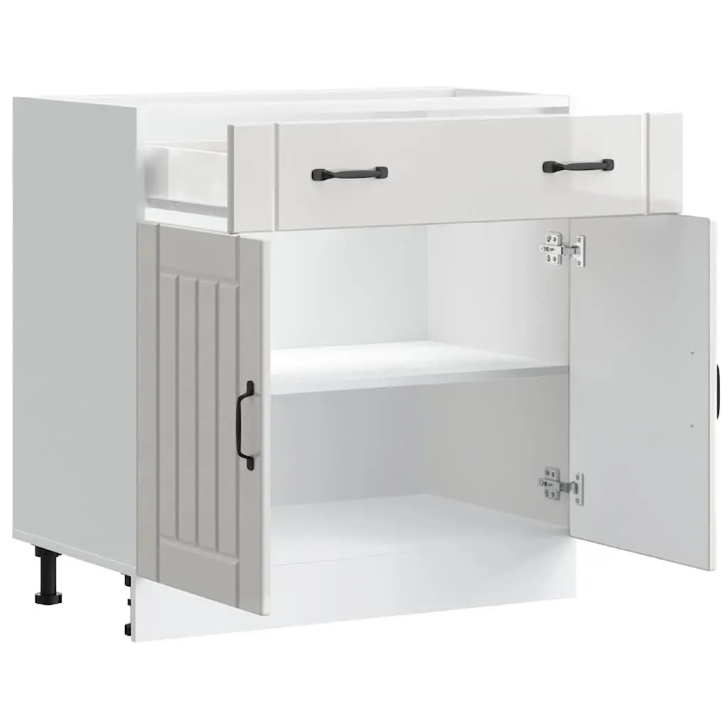 Kitchen Cabinet High Gloss White Engineered Wood Storage Cupboard