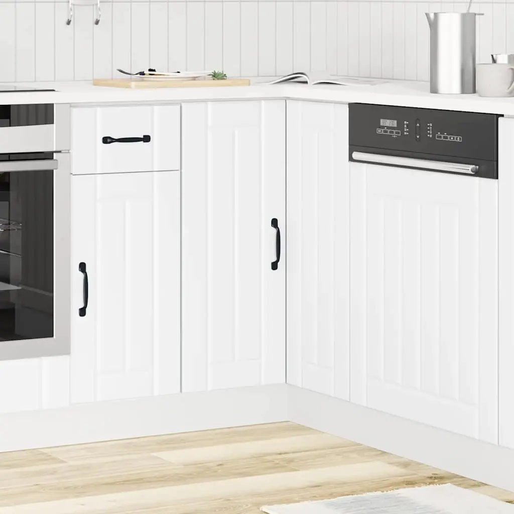 Kitchen Corner Base Cabinet White Engineered Wood Storage Unit Adjustable Feet