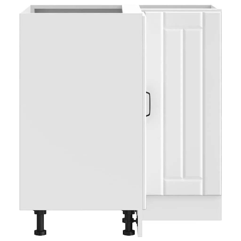 Kitchen Corner Base Cabinet White Engineered Wood Storage Unit Adjustable Feet