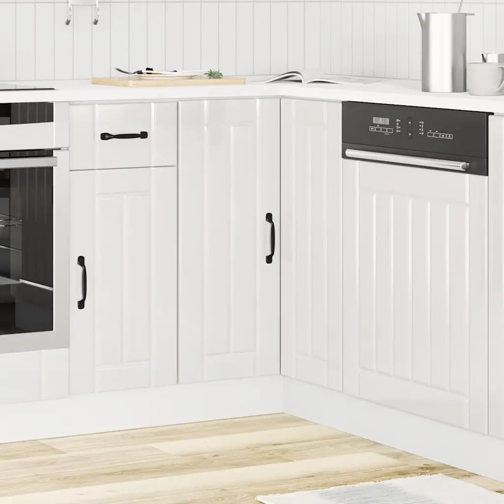 Kitchen Corner Base Cabinet White Engineered Wood Storage Organiser Unit