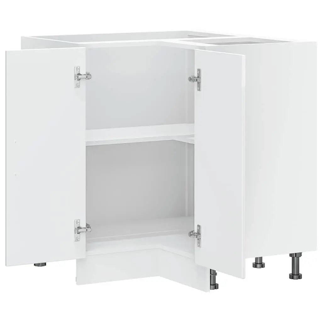 Kitchen Corner Base Cabinet White Engineered Wood Storage Organiser Unit