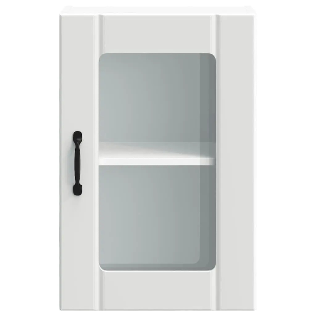 Kitchen Wall Cabinet Glass Door White Storage Cupboard Wall-Mounted Organiser