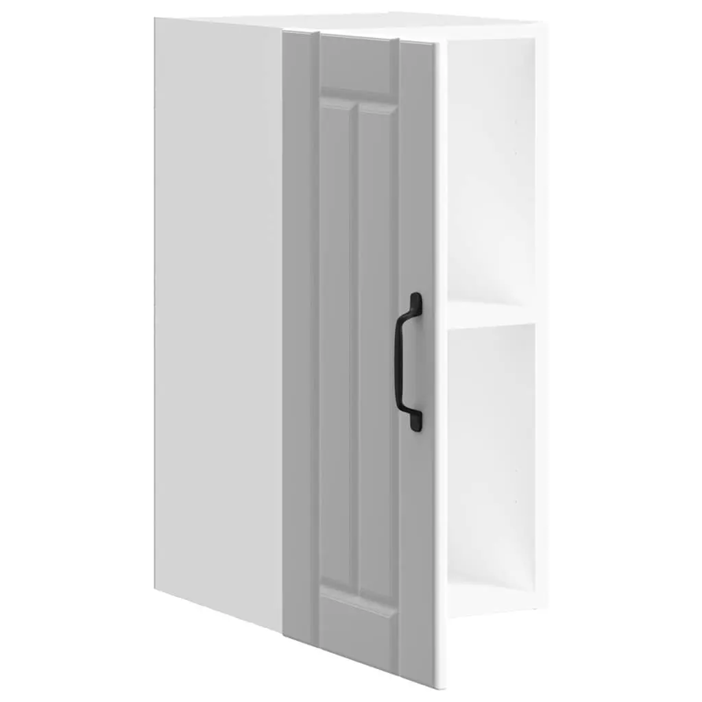 Kitchen Cabinet White Engineered Wood Glass Door Wall-Mounted Storage