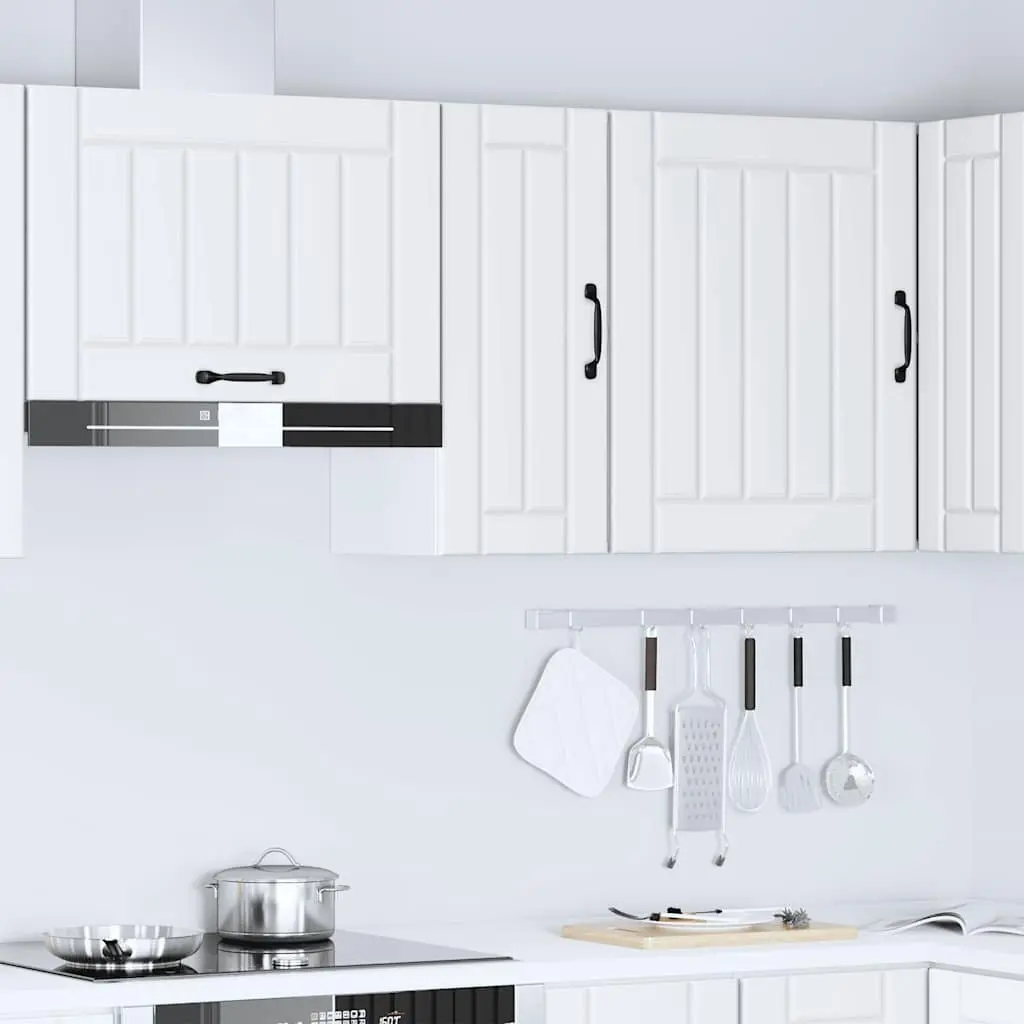 Kitchen Cabinet White Engineered Wood Glass Door Wall-Mounted Storage