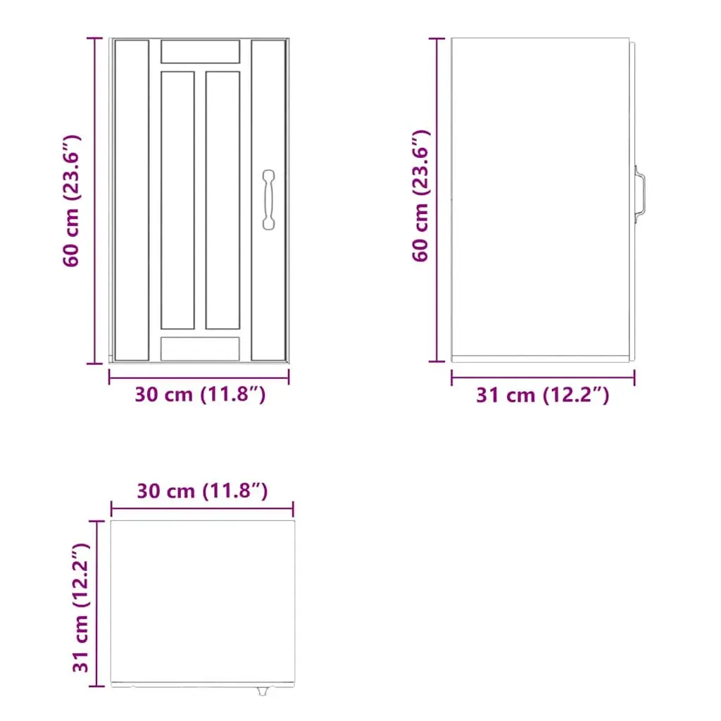Kitchen Wall Cabinet Black Engineered Wood Storage Glass Door Wall-Mounted