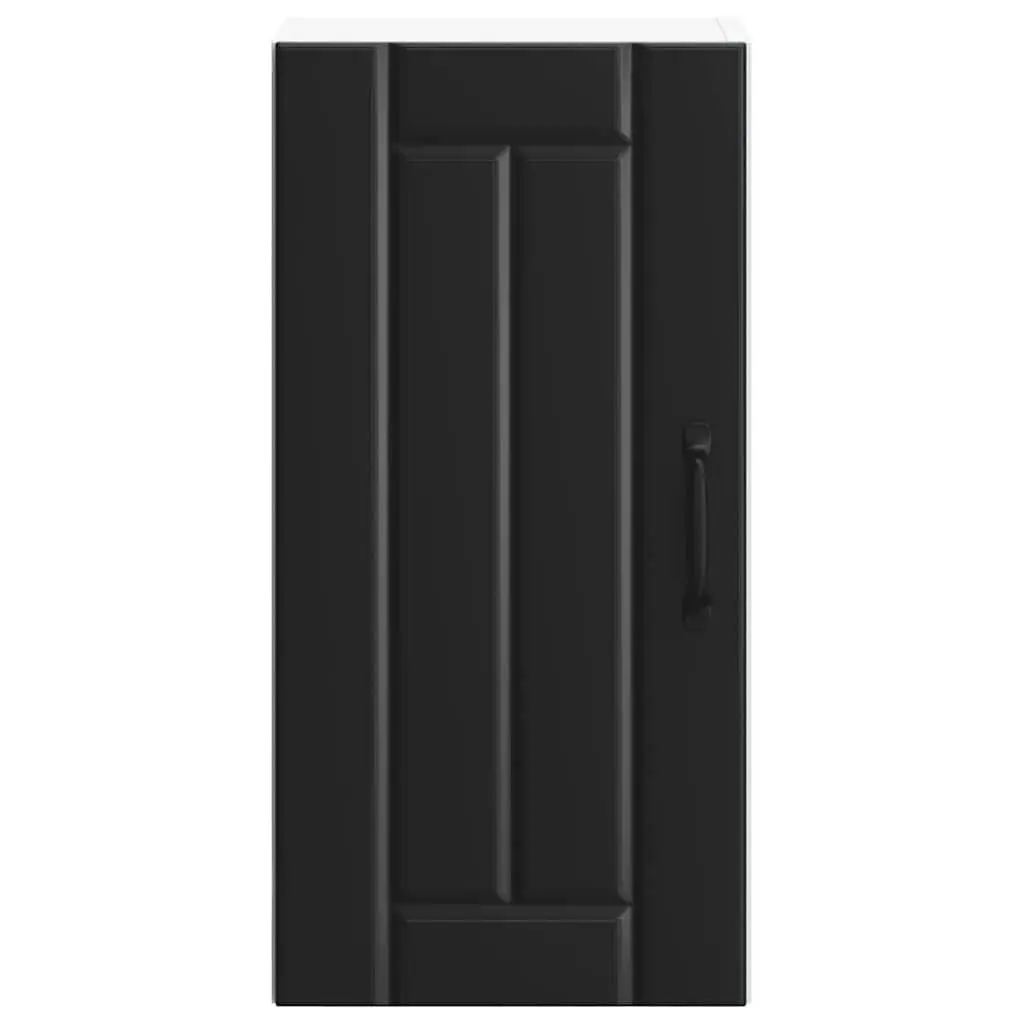 Kitchen Wall Cabinet Black Engineered Wood Storage Glass Door Wall-Mounted