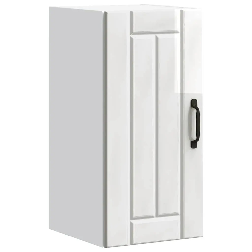 Kitchen Wall Cabinet White High Gloss Engineered Wood Storage Cupboard Glass