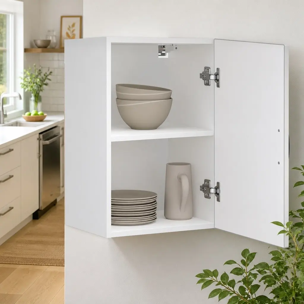 White Kitchen Wall Cabinet with Storage Space