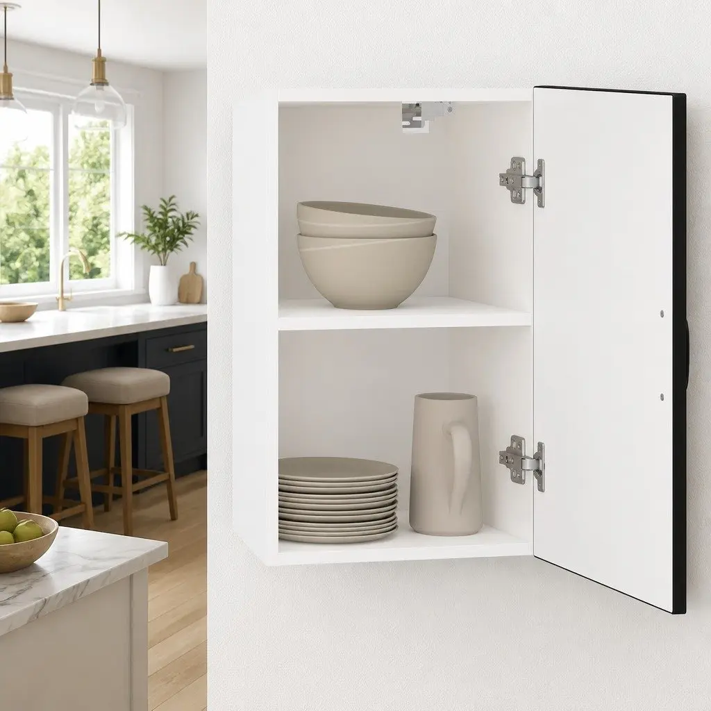 Kitchen Cabinet Black Engineered Wood Glass Door Wall Mounted Storage